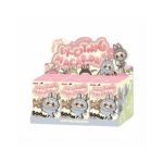 The image shows a display box for the Exciting Macaron vinyl plush blind boxes. The packaging features various "The Monsters" characters, all dressed in bunny outfits with playful facial expressions. The display box is colorful with the text "Exciting Macaron" prominently shown, and the brand POP MART is displayed as well. This setup highlights the collectible nature of the items, suggesting that there are multiple blind-boxed figures inside. The playful design captures the fun and whimsical style of the products.